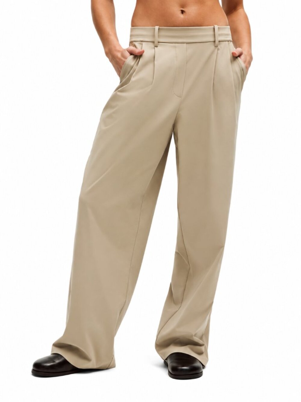 LULULEMON Daydrift High-Rise Trouser Short Pleated Sheer Oak Tan Womens XL x 28"